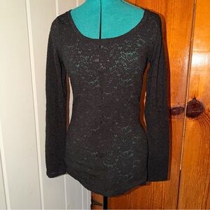 Express Black Lace Long Sleeve Top